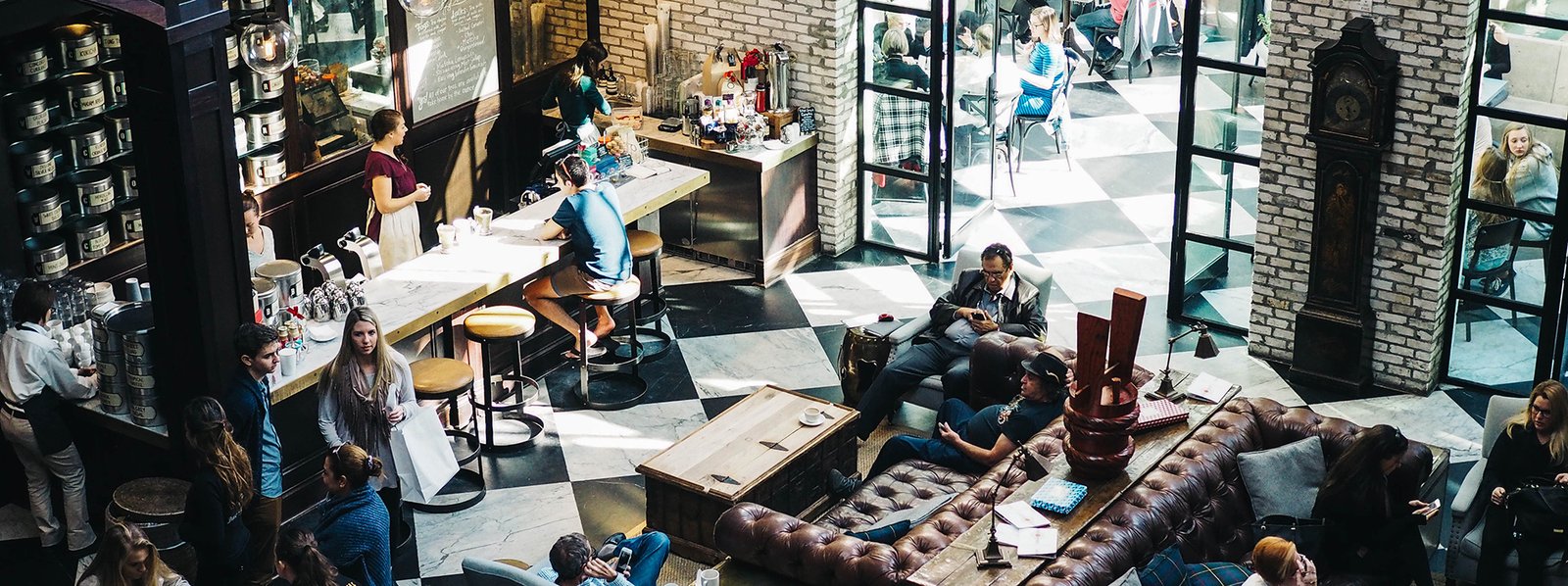 A busy local café seen from above