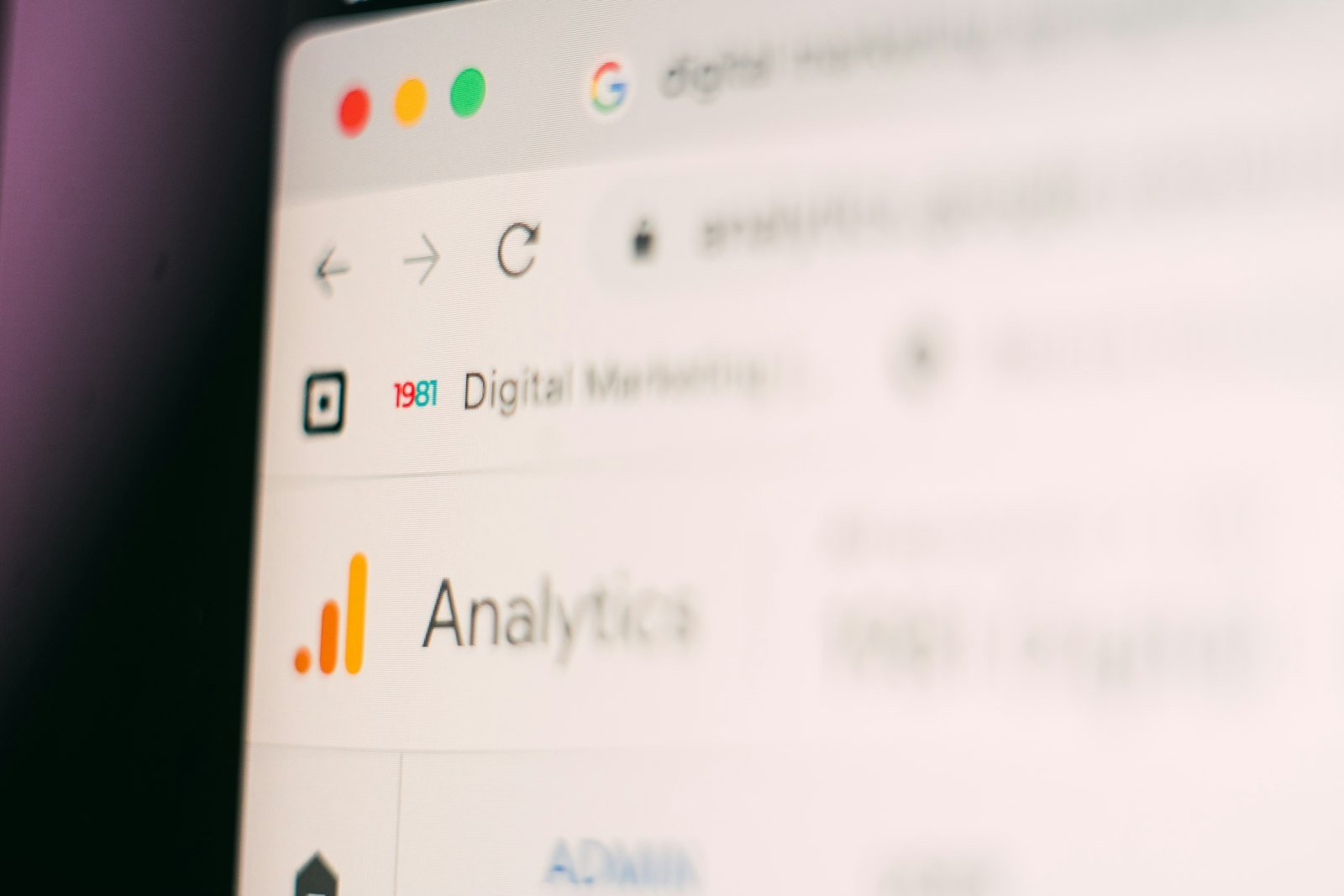 Google Analytics open in a web browser, with the Analytics logo and name on screen